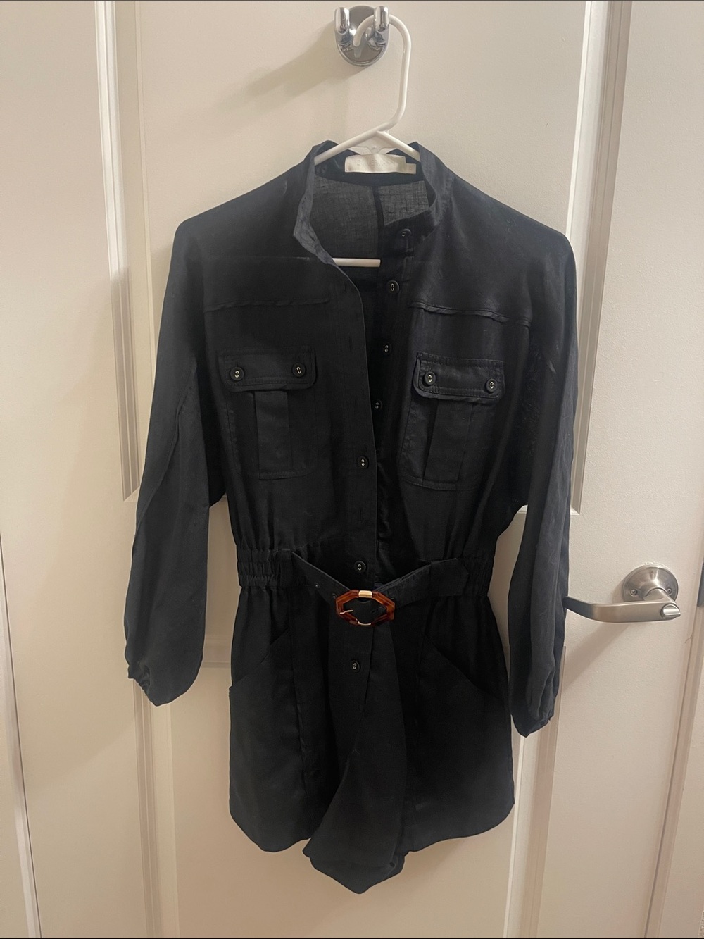 Zimmermann Black Utility Romper with Belt